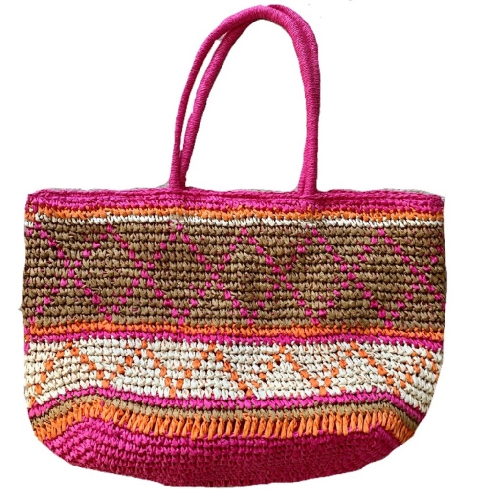 Boho Woven Paper Tote Bag